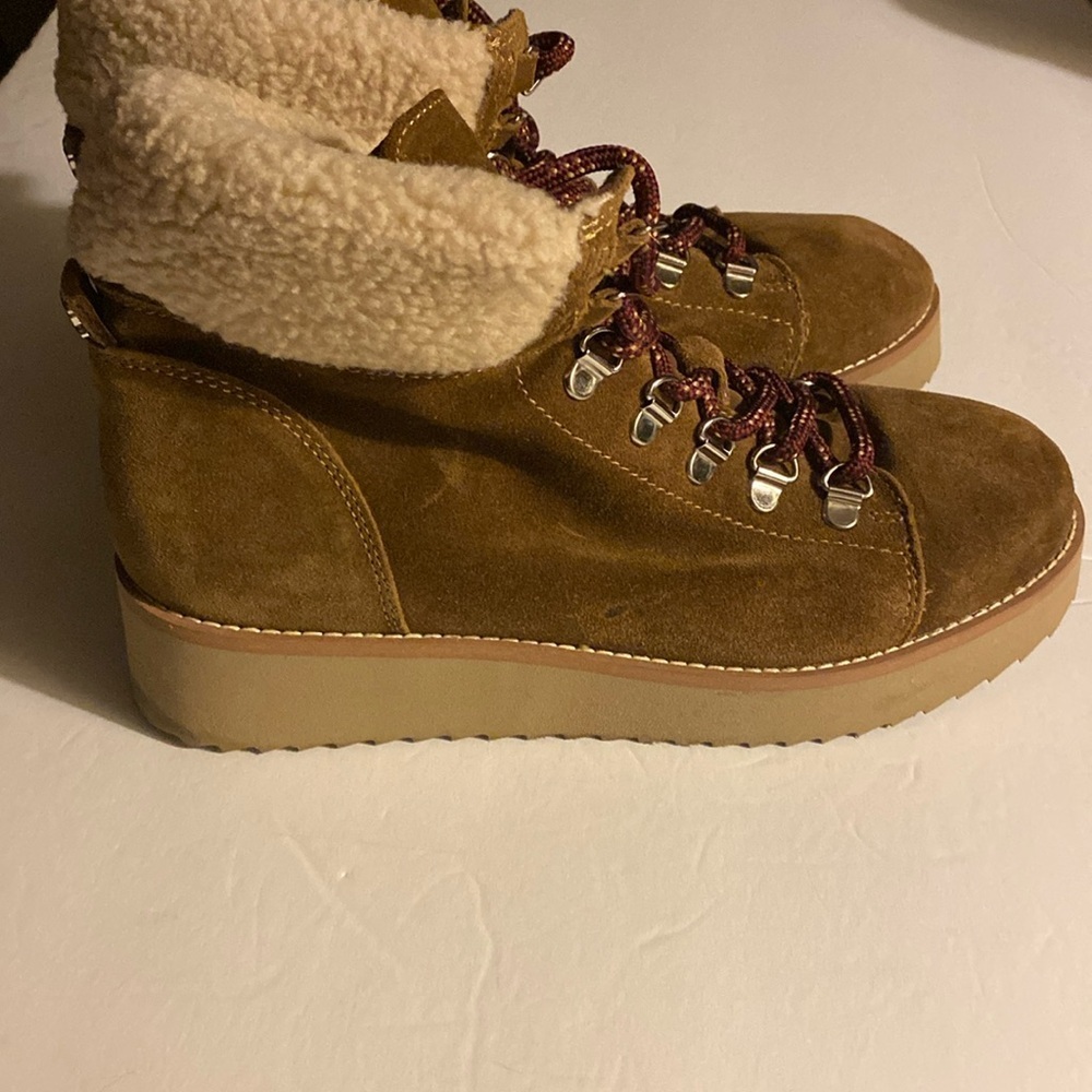 Sam Edelman Boots, Hiking Boots, Suede Leather, Sherpa, Sz 7.5, Gorpcore - Picture 5 of 14
